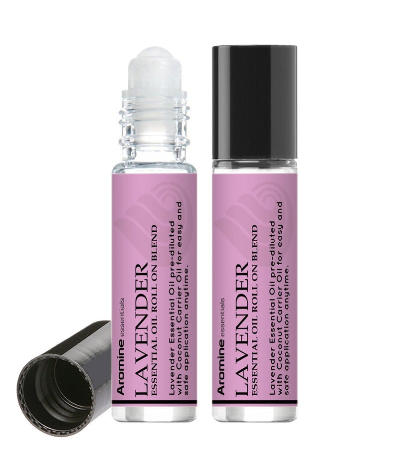 Aromine Lavender Essential Oil Roll On, Pre-Diluted 10ml (Pack of 2). Premium Quality, Therapeutic Grade Topical Ready Aromatherapy Oil - Image 1